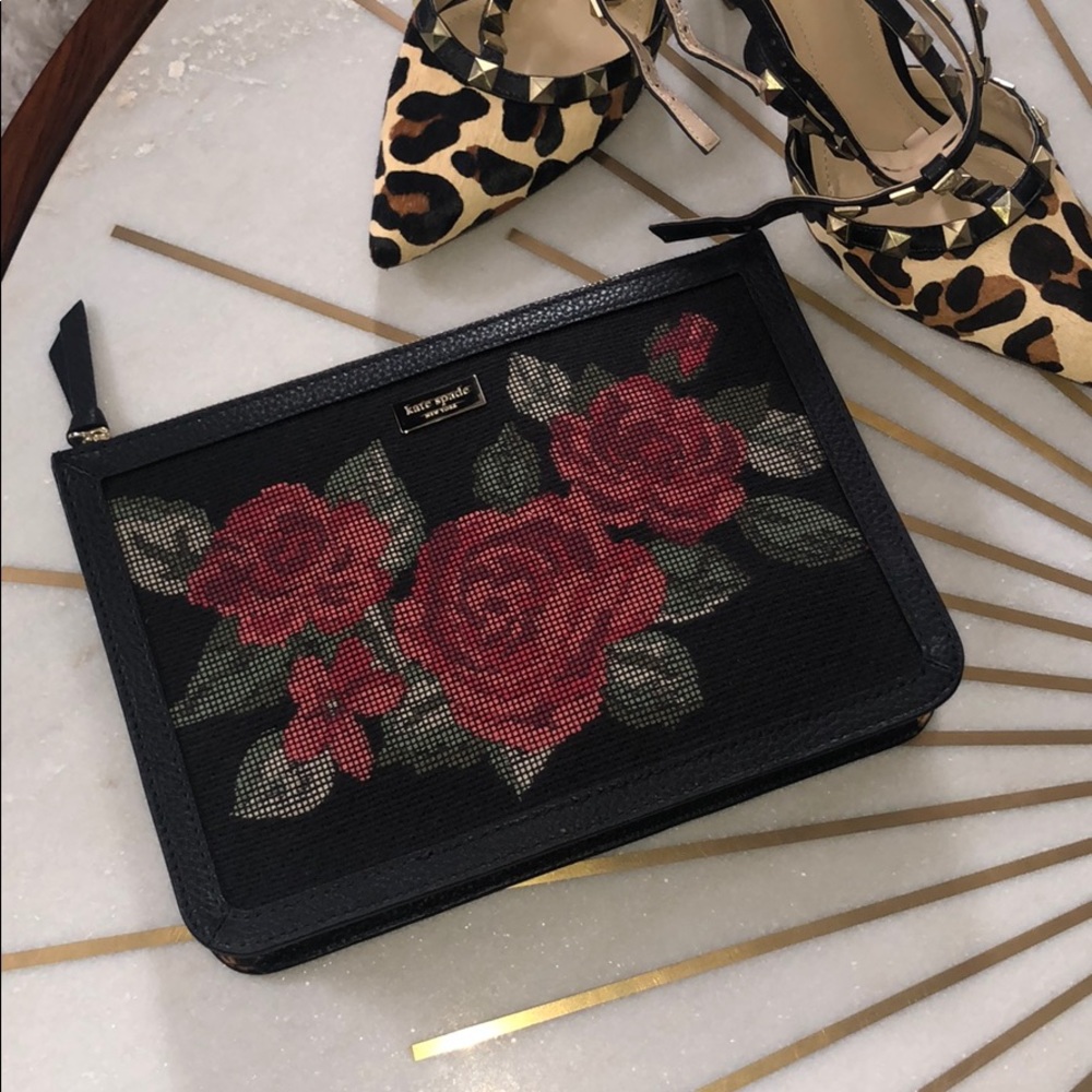 ♠️Kate Spade Rose & Cheetah Clutch